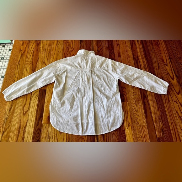 Sundry for Evereve white cotton poplin 
elastic cuff long sleeve button shirt 2 - Picture 10 of 10